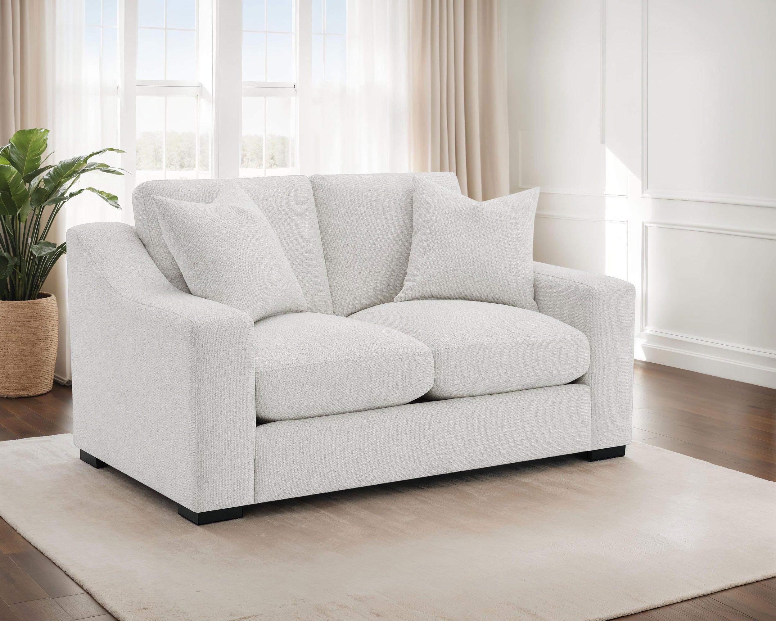 Ashlyn Fabric Upholstered Track Arm Loveseat Sand — view 2