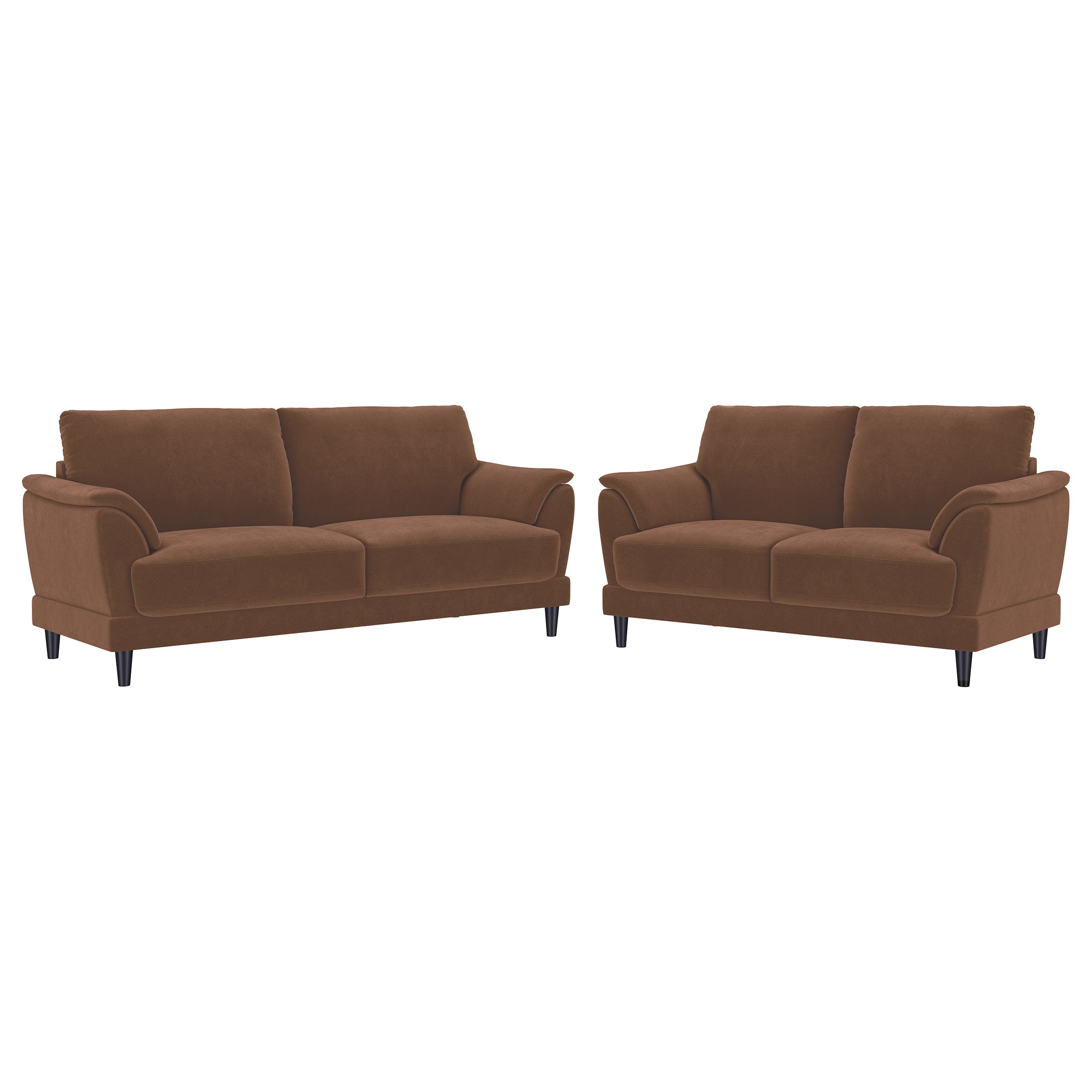 Selma 2-piece Velvet Upholstered Crescent Arm Sofa Set Rust — view 2
