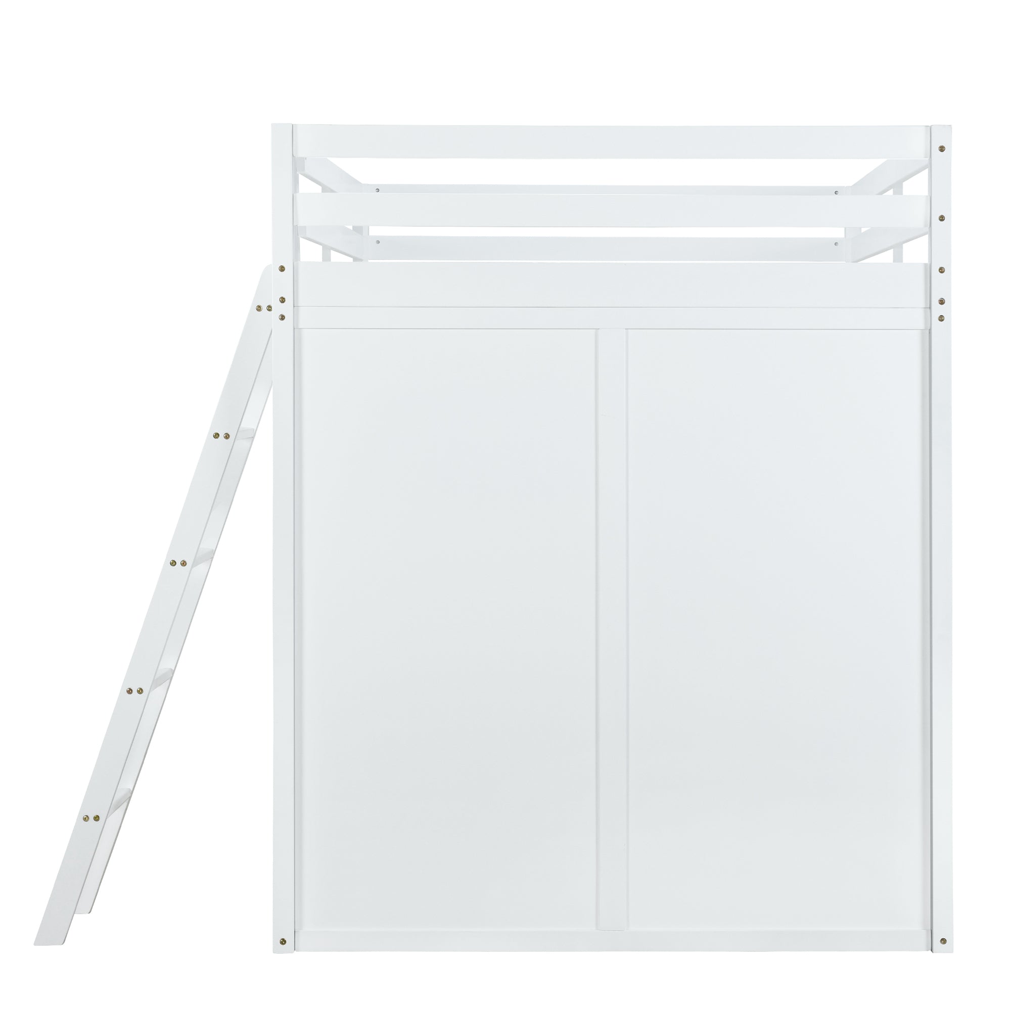 Full Size Loft Bed with Wardrobe and Desk and Shelves, White - Atlantic Fine Furniture Melbourne FL