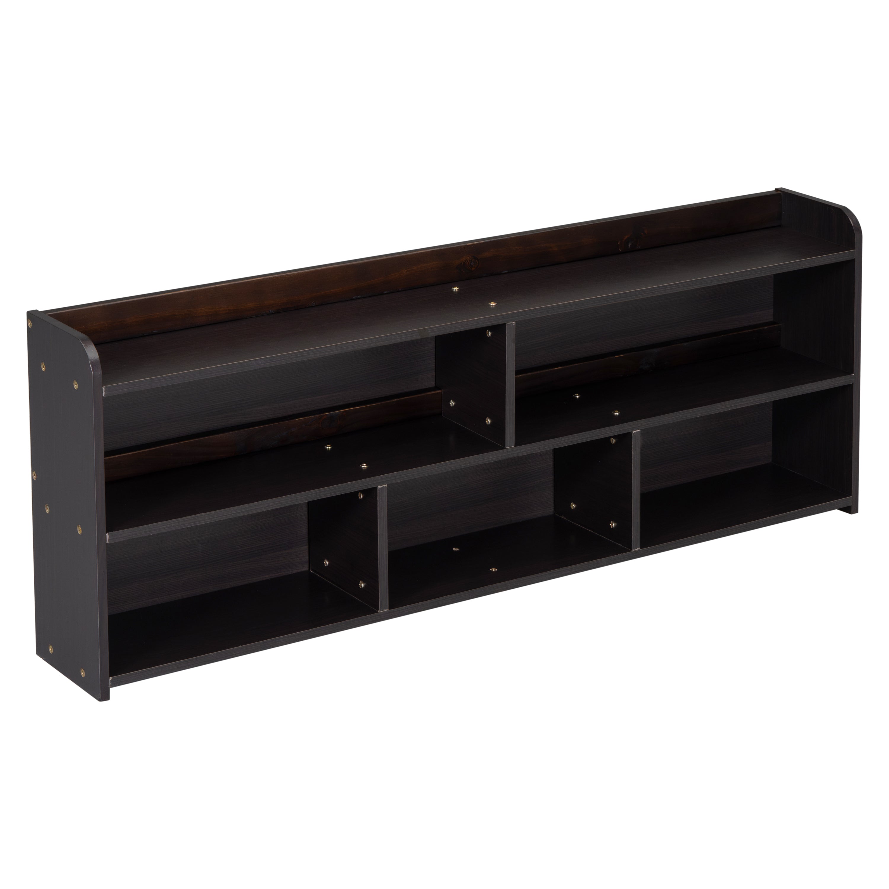 Full Bed with Bookcase Headboard, Under bed Storage Drawers and Bed End Storage Case,Espresso