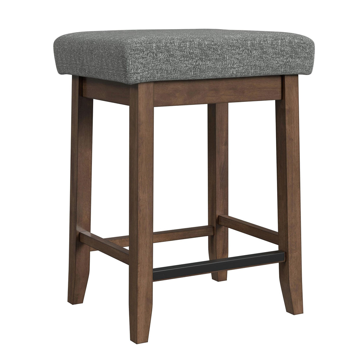 Santa Barbara Kitchen Island & 2 Counter Stools With Fabric in Walnut / Dark Gray by Elements International, view 7