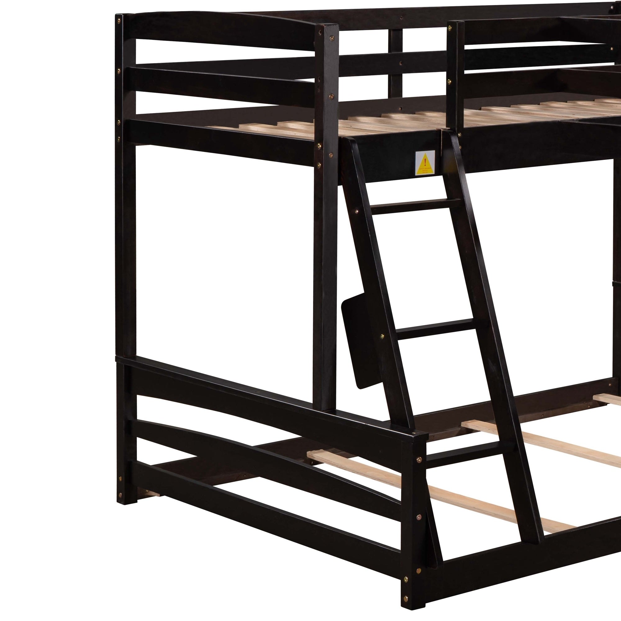 Twin over Full Bunk Bed with Twin Size Loft Bed with Desk and Slide,Full-Length Guardrail, Espresso - Atlantic Fine Furniture Melbourne FL