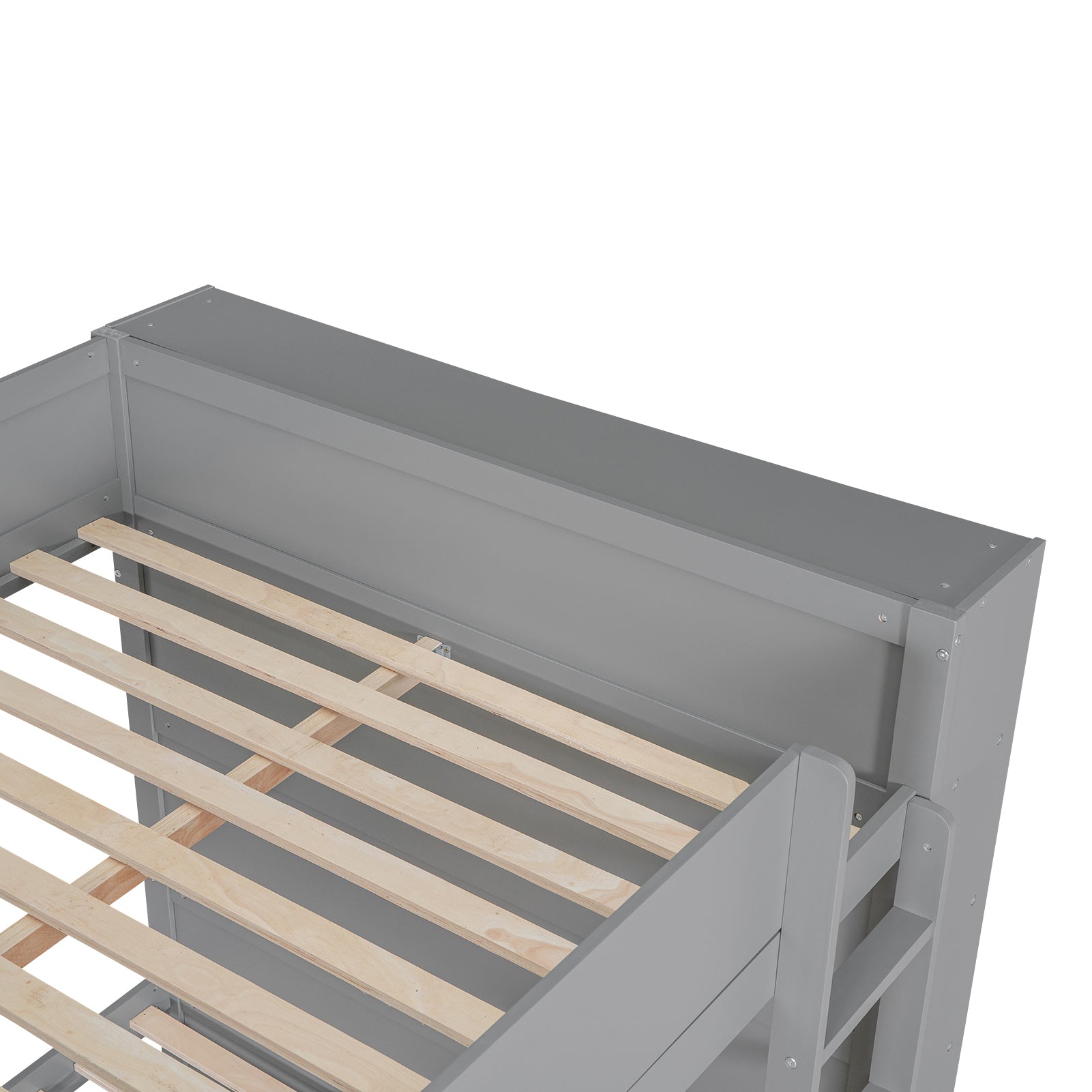 Full over Full Bunk Bed With 2 Drawers and Multi-layer Cabinet, Gray - Atlantic Fine Furniture Melbourne FL