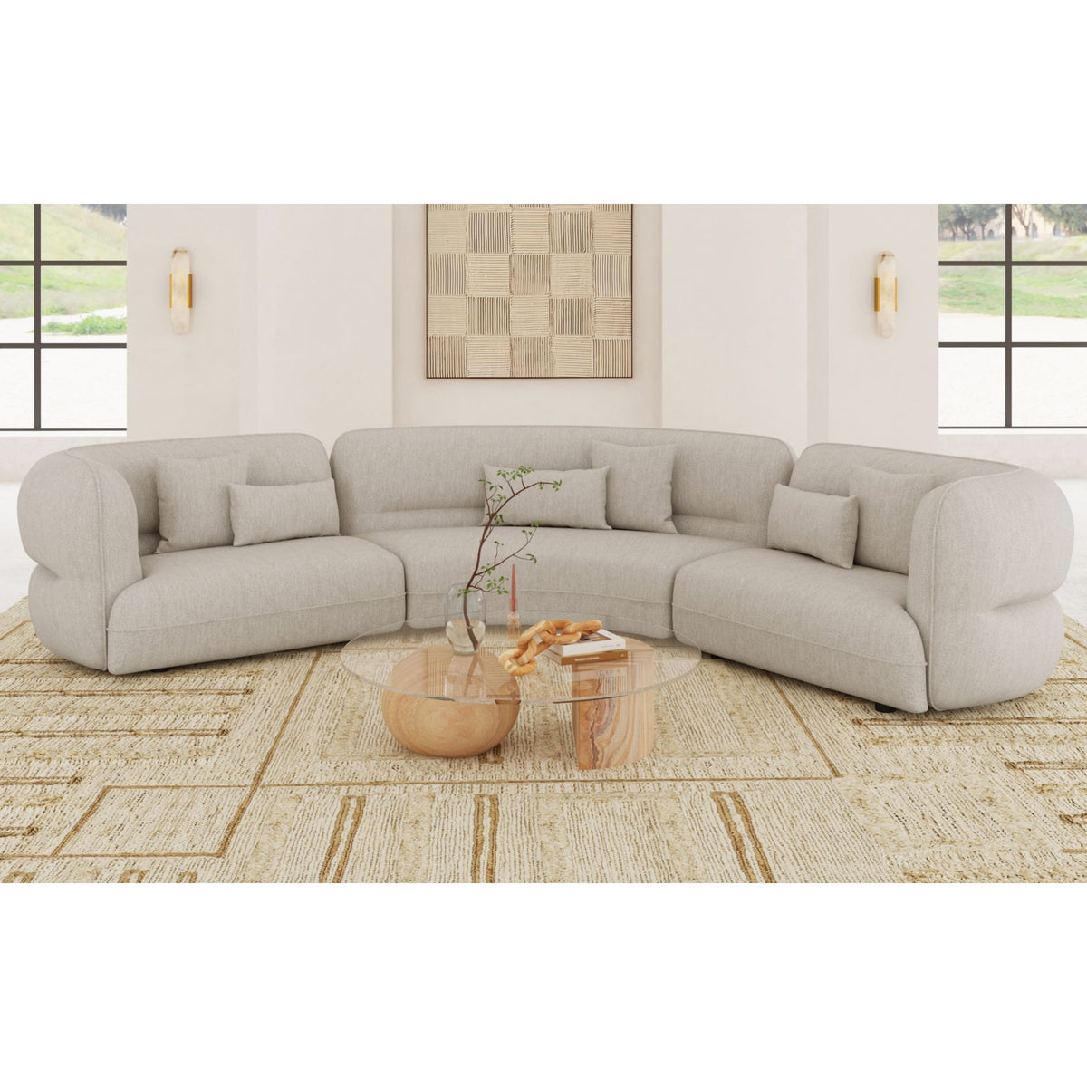 Four Seasons Sectional Set With 6 Pillows in Camel by Elements International, view 4