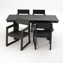 5 Piece Outdoor Dining Set For 4, Patio Table With Umbrella Hole And 4 Armrest Chairs For Backyard - Black