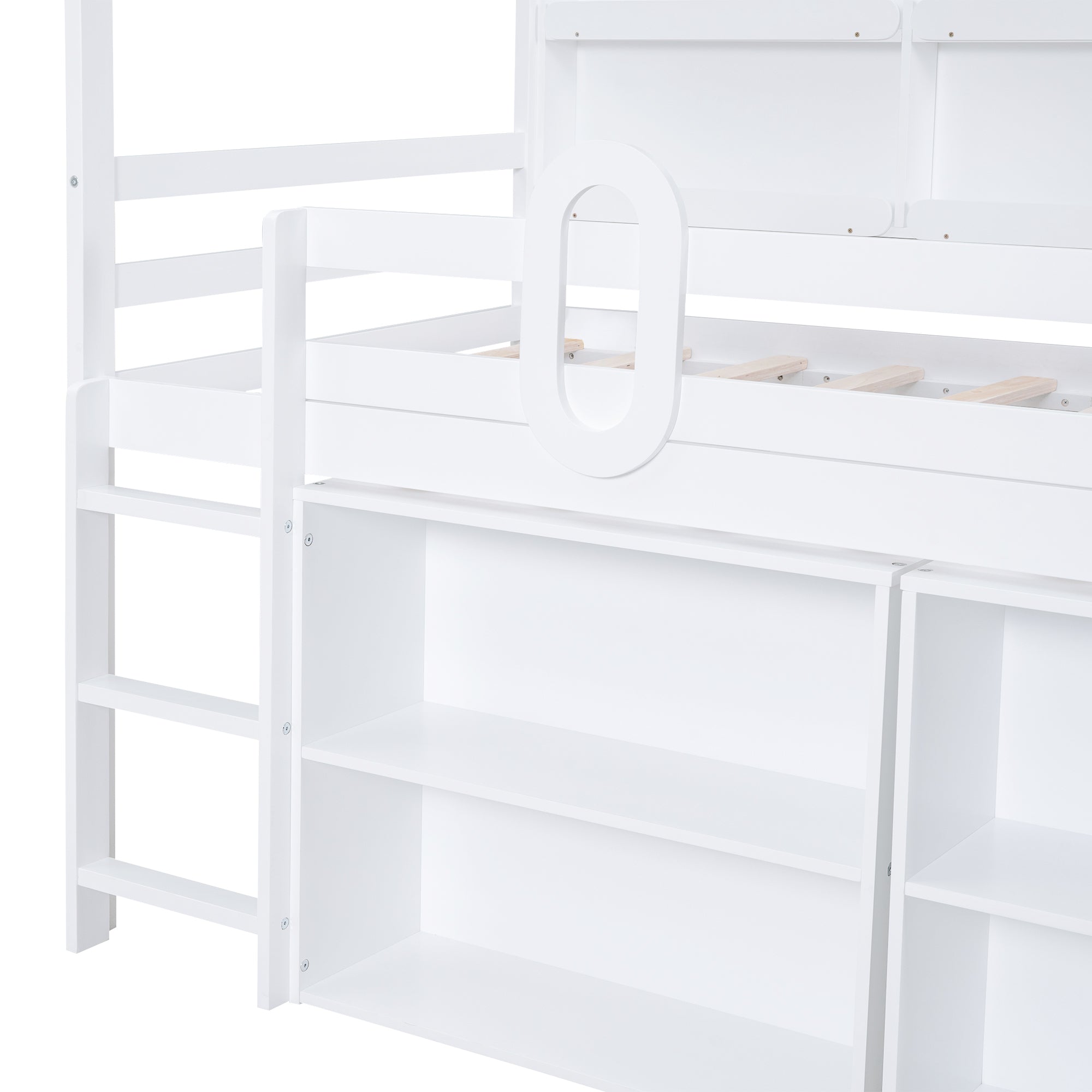 Twin Size House Loft Bed with Multiple Storage Shelves, White - Atlantic Fine Furniture Melbourne FL