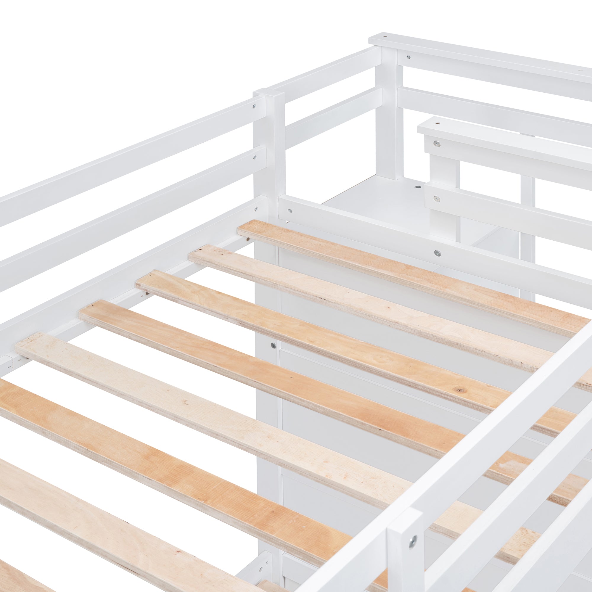 Twin Over Twin Bunk Bed with Trundle and Staircase,White(OLD SKU:LT000068AAK) - Atlantic Fine Furniture Melbourne FL