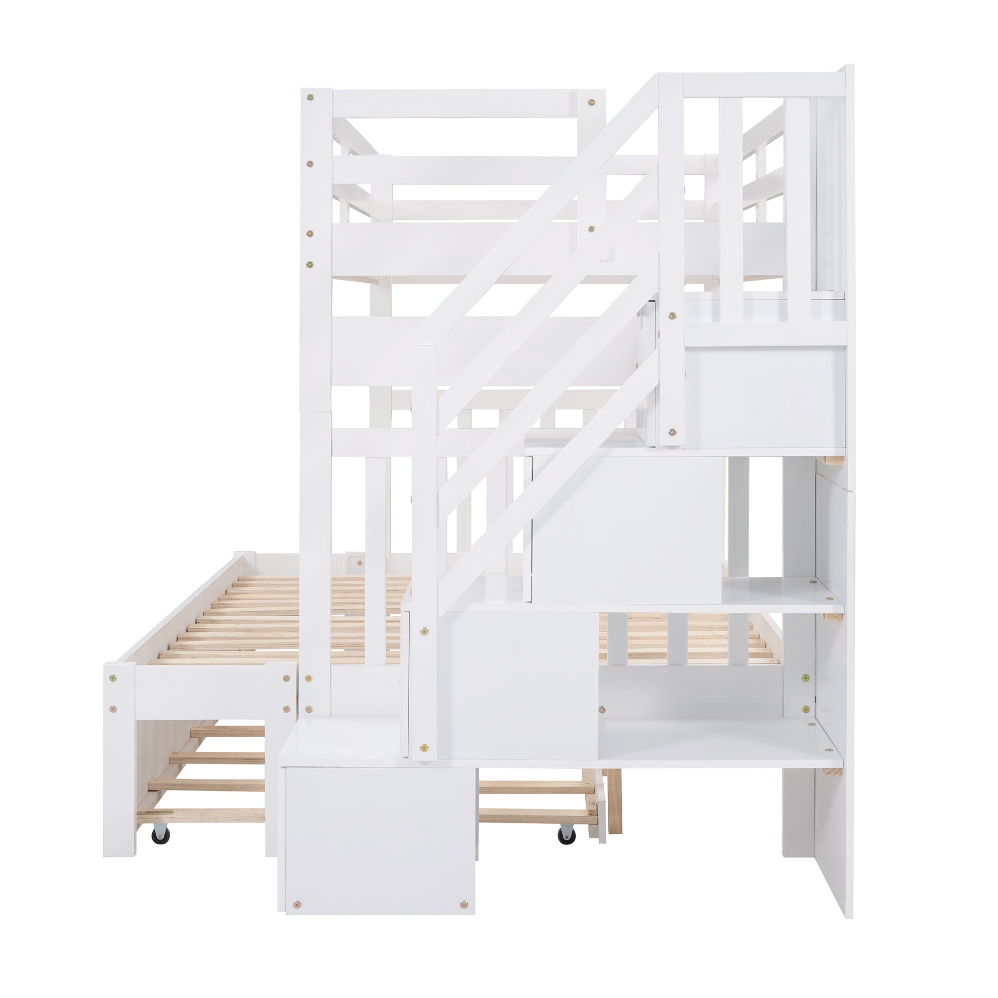 Twin over Twin/Full Bunk Bed with Twin Size Trundle (White)(OLD SKU :LP000025AAK) - Atlantic Fine Furniture Melbourne FL