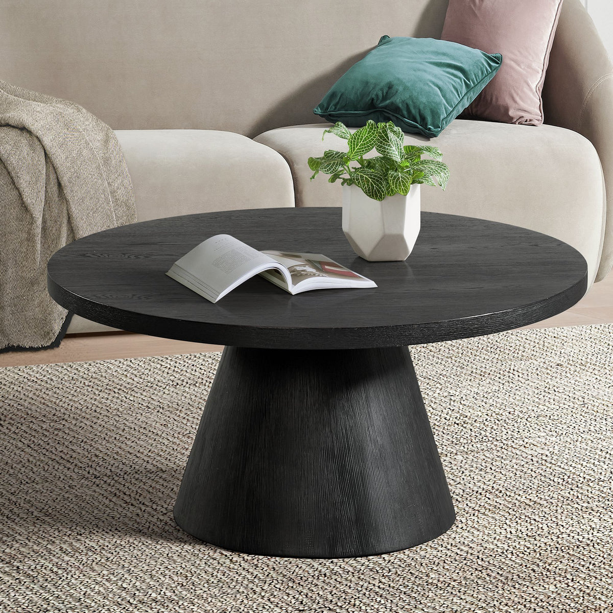Portland Round Coffee Table in Black by Elements International, view 8