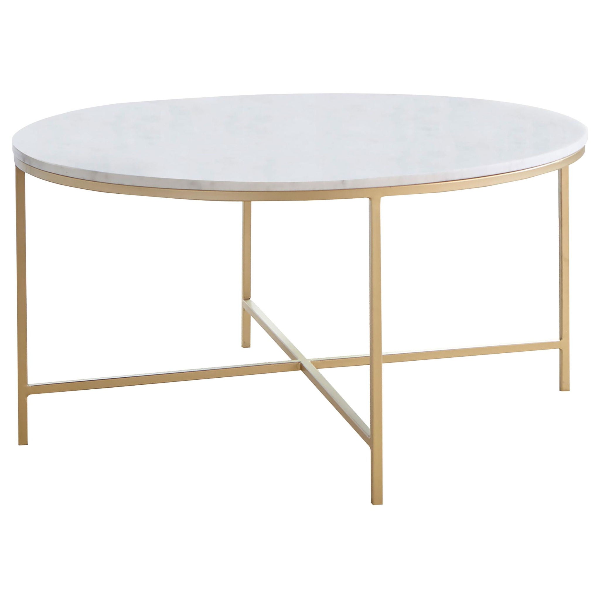Ellison 2-piece Round Marble Coffee and End Table Set White - Atlantic Fine Furniture Melbourne FL