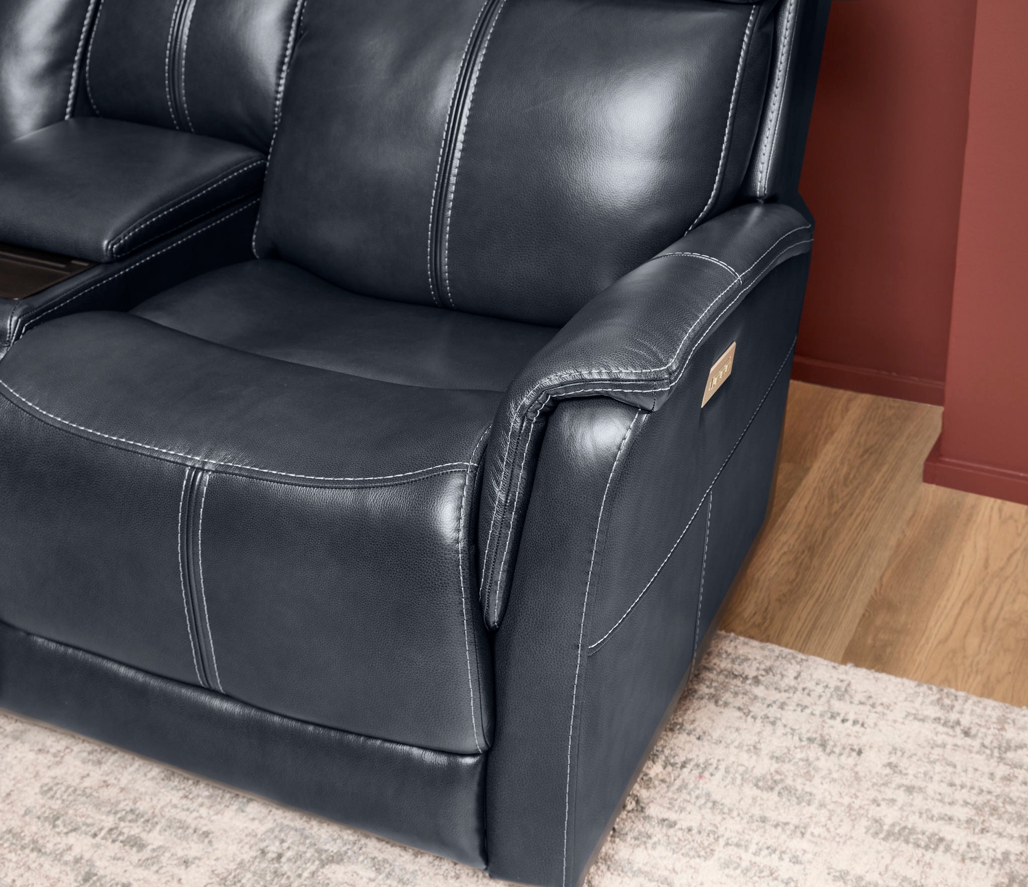 View - Power Reclining Loveseat With Console, Power Headrest & Lumbar