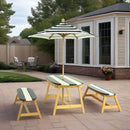 Naturally Playful Kids Picnic Table With Umbrella, Indoor / Outdoor Fun - Blue / White Stripes