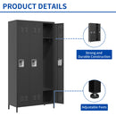 Storage Locker Cabinet With Locks For Employees, Home Gym Office School Garage - Black