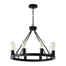 6 Light (No Bulbs) Wagon Wheel Chandelier Farmhouse Modern Small Round Chandelier For Living Room Kitchen Island Foyer Hallway Entryway Bedroom Dining Room Light Fixture Ceiling Hanging - Matte Black