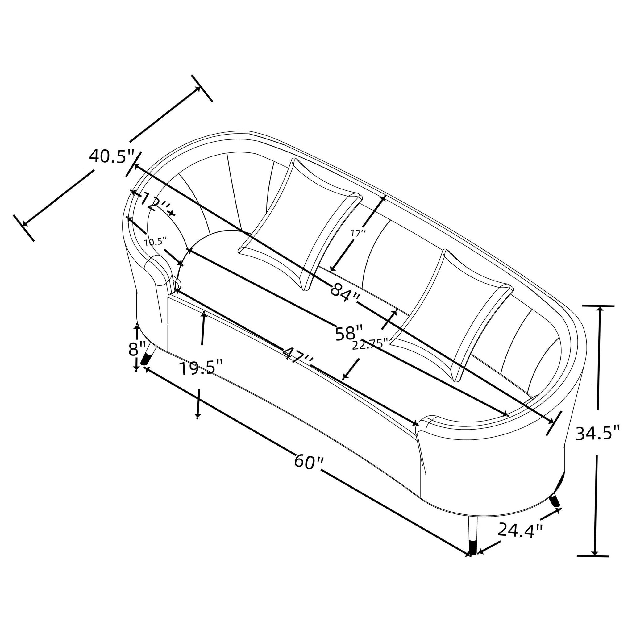 Ellorie 3-piece Upholstered Curved Sofa Set Beige