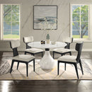 Koen - Round Dining Table, Engineering Marble Top - White & Black
