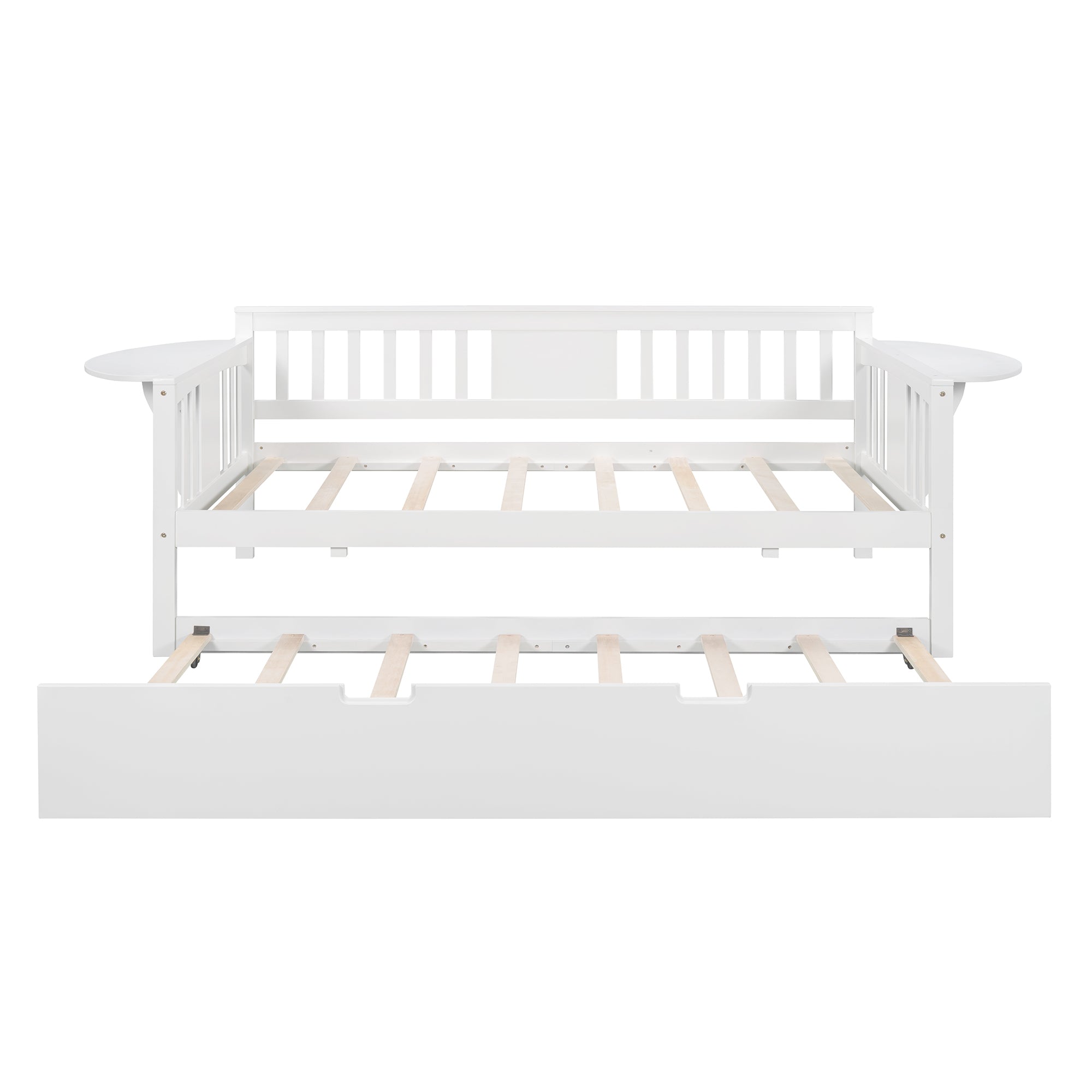 Twin Wooden Daybed with Trundle Bed , Sofa Bed for Bedroom Living Room, White - Atlantic Fine Furniture Melbourne FL