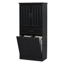 Modern Bathroom Storage Cabinet With Two Laundry Baskets, One Drawer, Adjustable Shelf