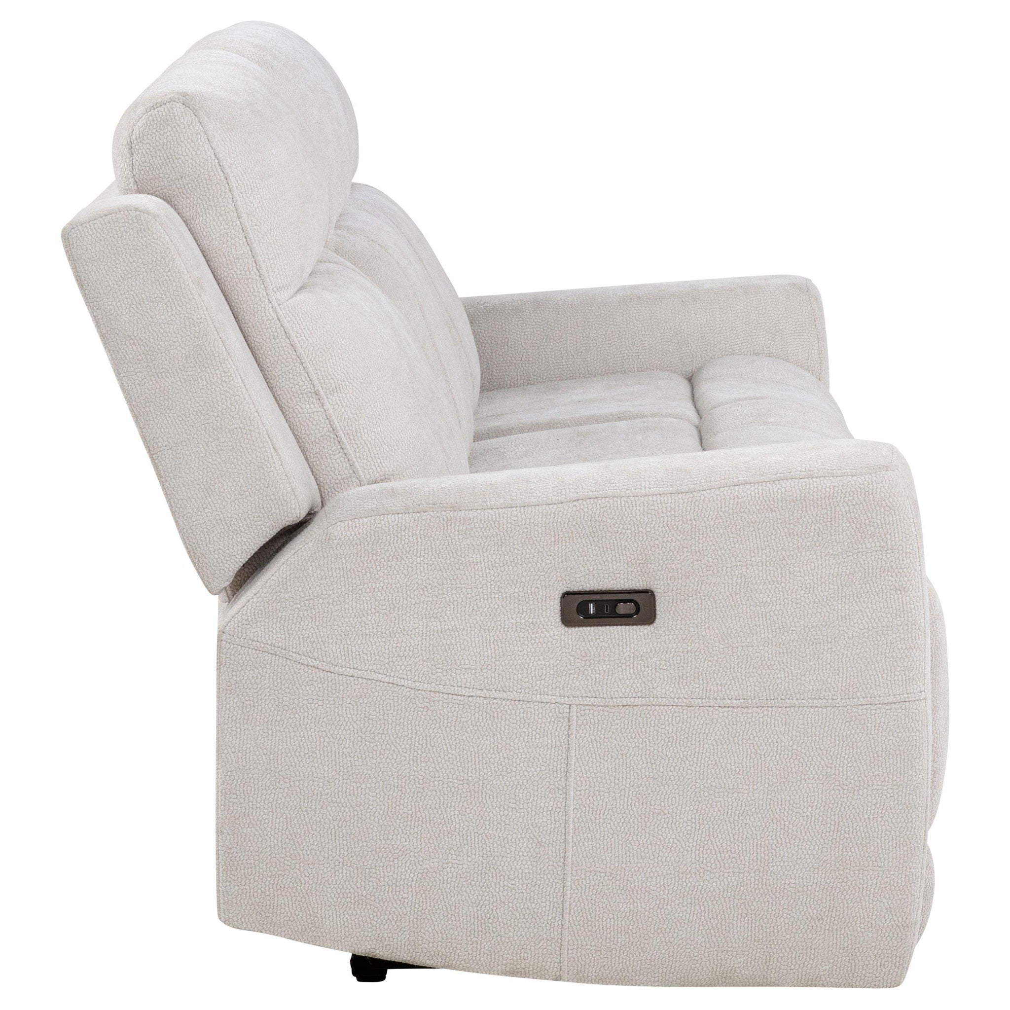 Kennett Chenille Upholstered Power Reclining Sofa Ivory