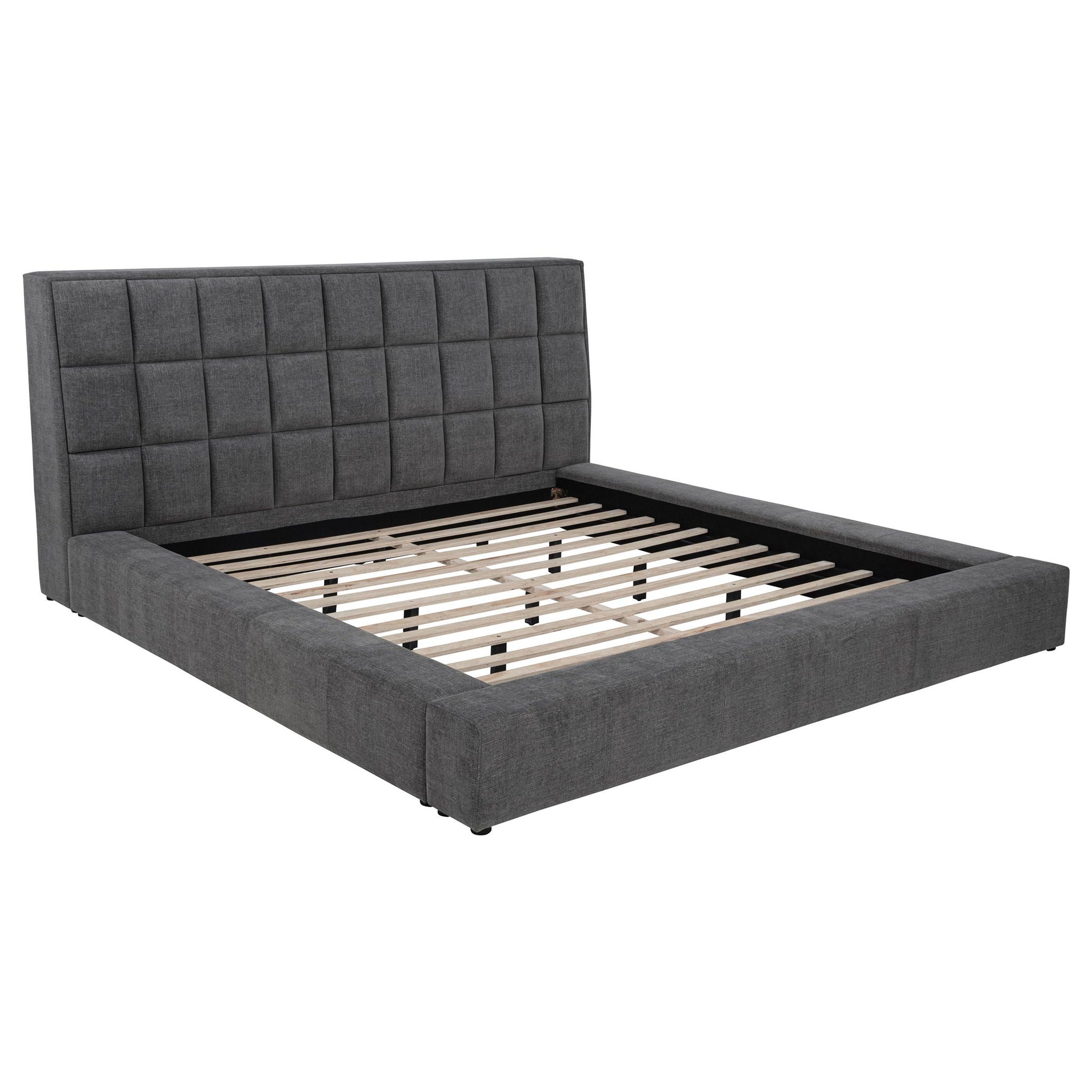 Dreux Upholstered Eastern King Panel Platform Bed Grey