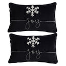 Velvet Pillow With Embroidered Joy And Frosty Snowflake, For Christmas Halloween Holiday Decor (Set of 2)