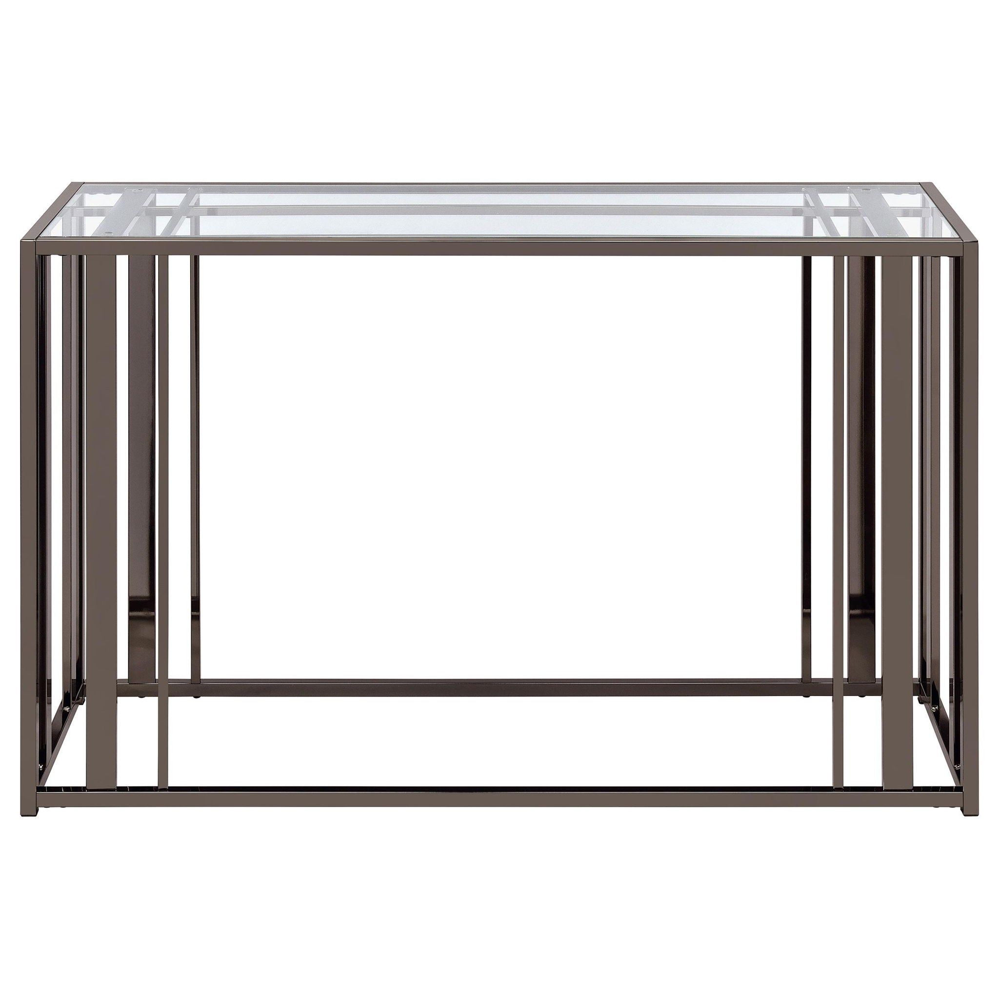 Adri Glass Top Entryway Console Table Black Nickel