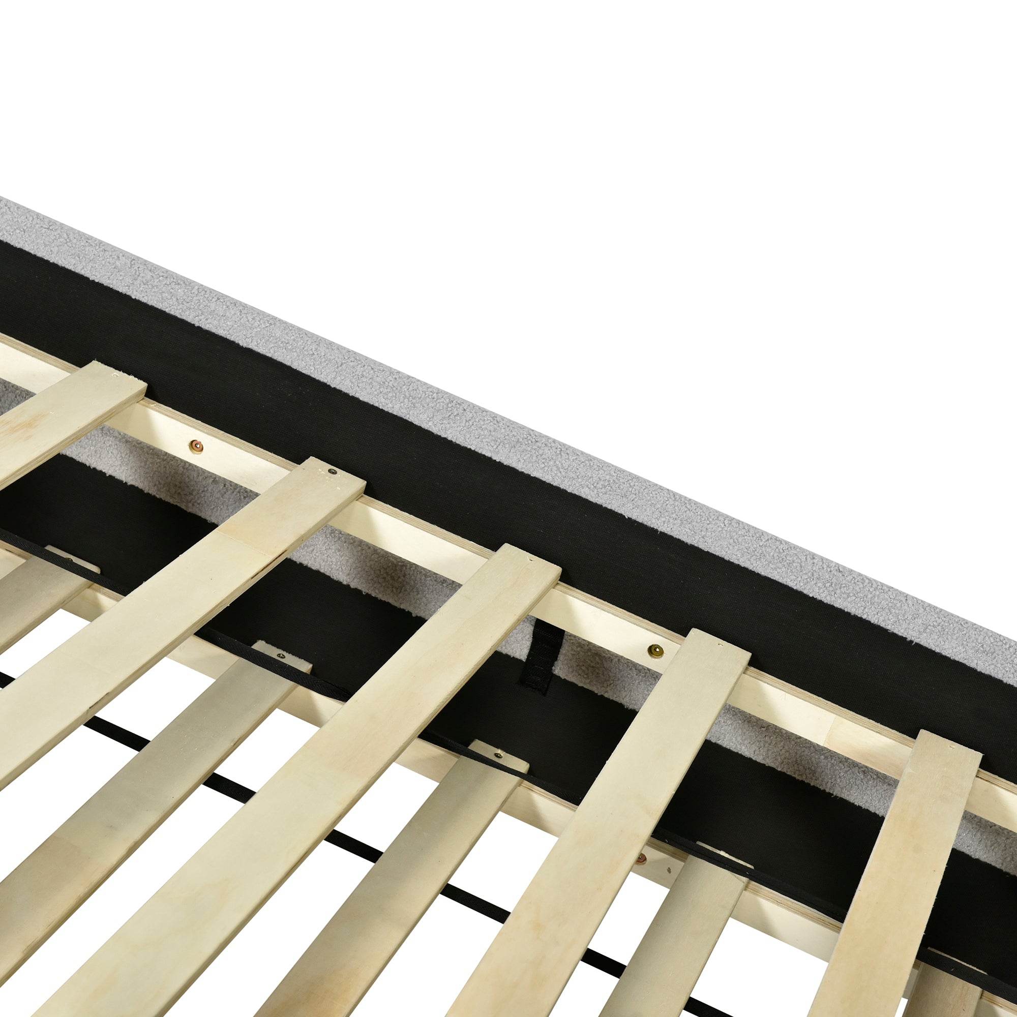 Queen Size Upholstered Platform Bed with LED Frame, with Twin XL Size Trundle and 2 drawers, Teddy Fleece, Gray