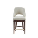 Counter Stool With Swivel Seat, Upholstery And Solid Wood Legs - Cream