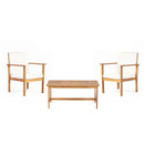 3 Piece Patio Set With Slatted Design, 2 Club Chairs And Coffee Table - Brown