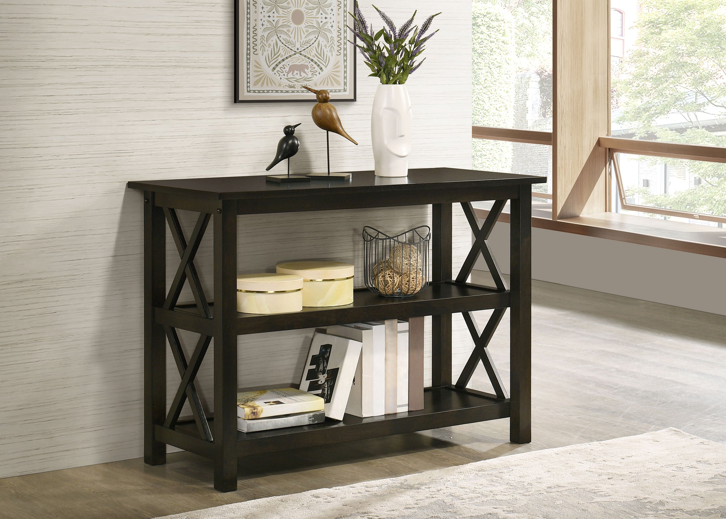 Rachelle 2-shelf Wood Entryway Console Table Deep Merlot — view 2