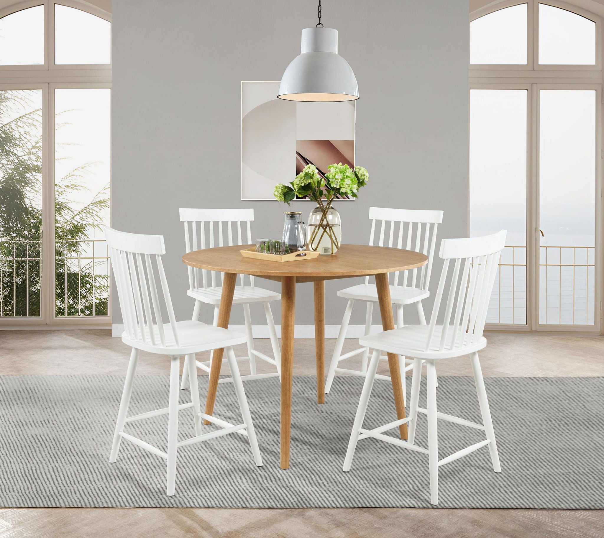 Andrews Windsor Counter Height Dining Side Chair White (Set of 2) - Atlantic Fine Furniture Melbourne FL