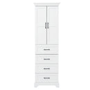 Bathroom Vanity With 2 Damping Hinge Doors, 3 Drawers, Adjustable Shelves - White