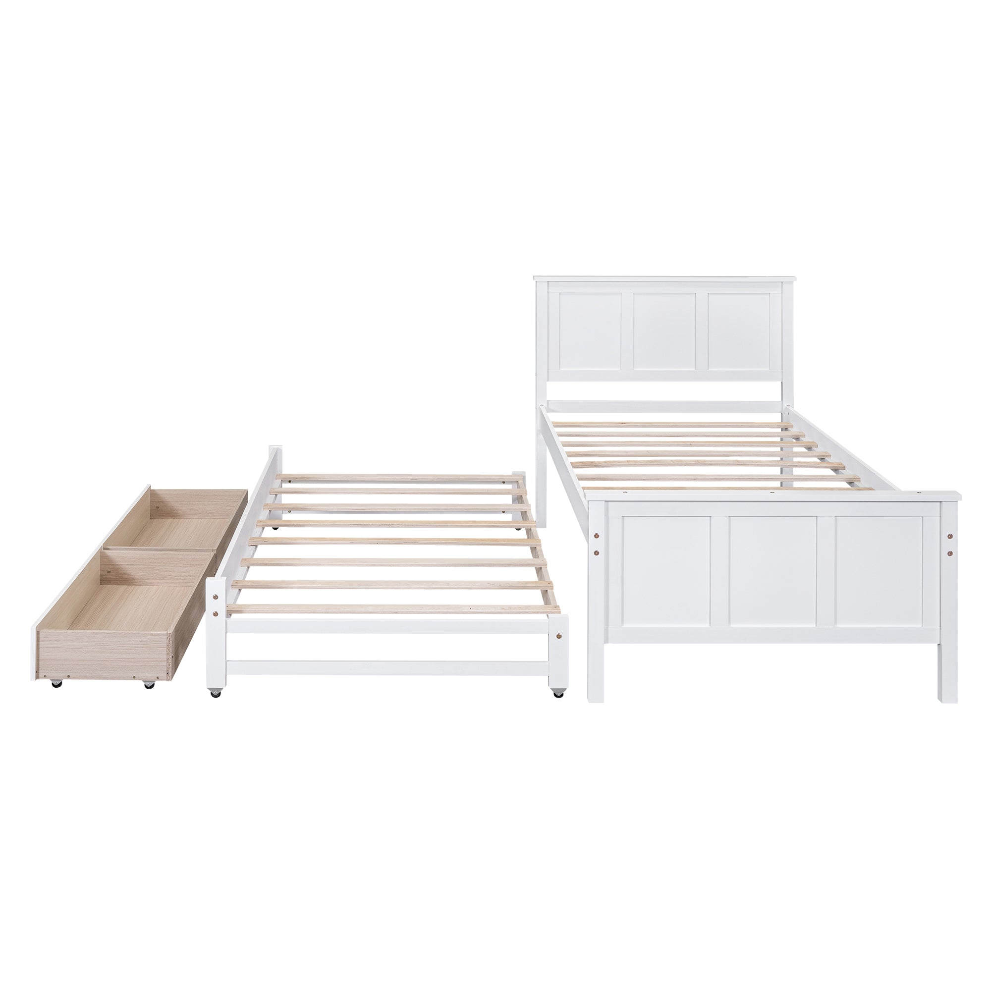 Twin Size Platform Bed with Trundle and Drawers, White - Atlantic Fine Furniture Melbourne FL