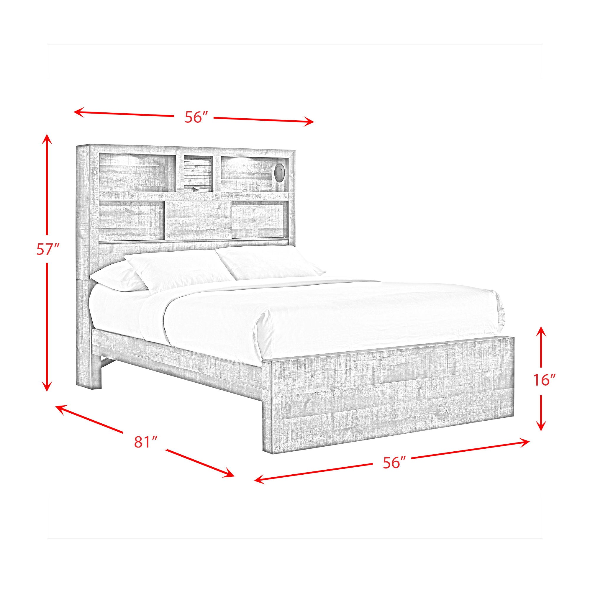 Bailey - Bookcase Panel Bedroom Set With Bluetooth