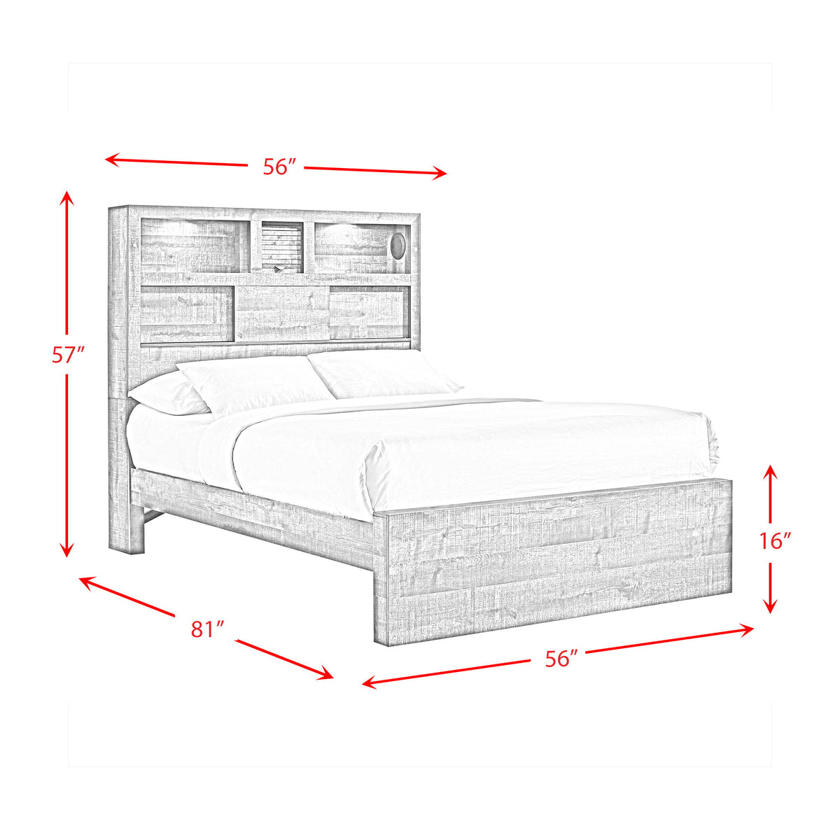 Bailey Bookcase Panel Bedroom Set With Bluetooth in Dark Brown by Elements International, view 7