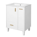 Bathroom Vanity With Sink, Deep Drawer, Door Shelf, 2 Tier Basket