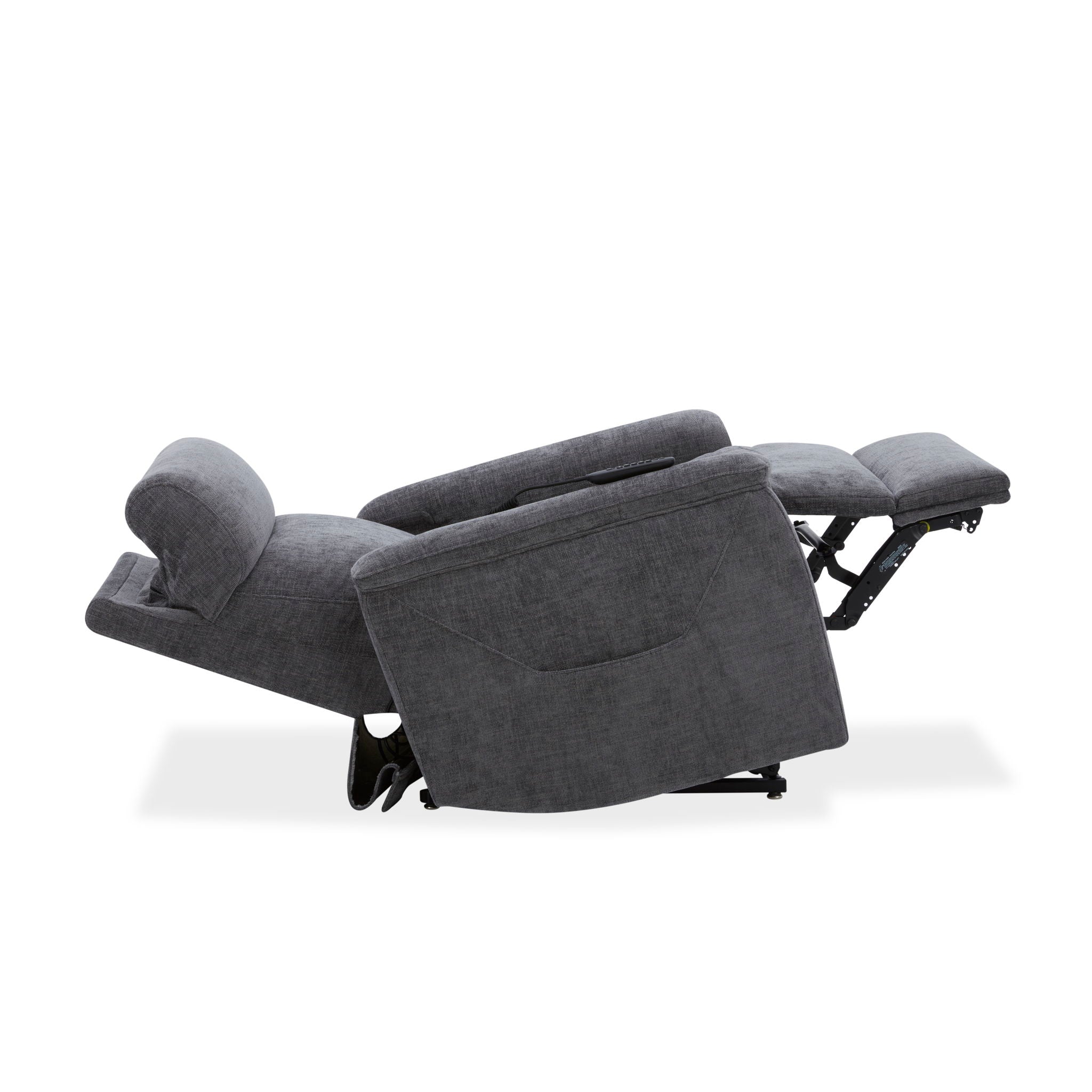 Luma - Petite Power Lift Recliner With Power Headrest, Lumbar, Heat & Massage - Dark Gray