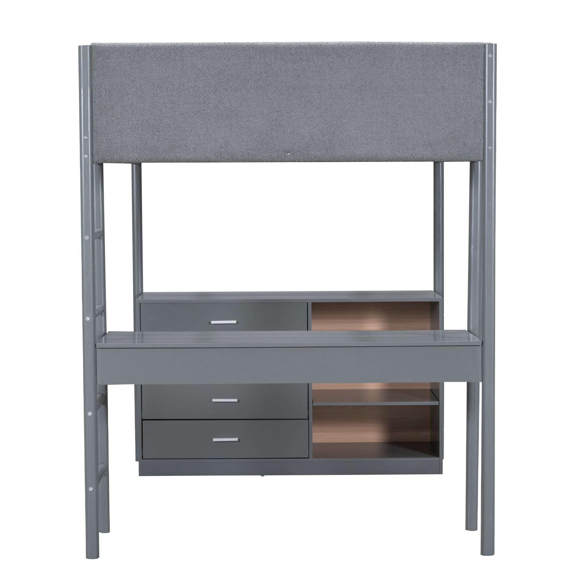 Full Size Teddy FleeceLoft Bed Wood Bed, Gray - Atlantic Fine Furniture Melbourne FL