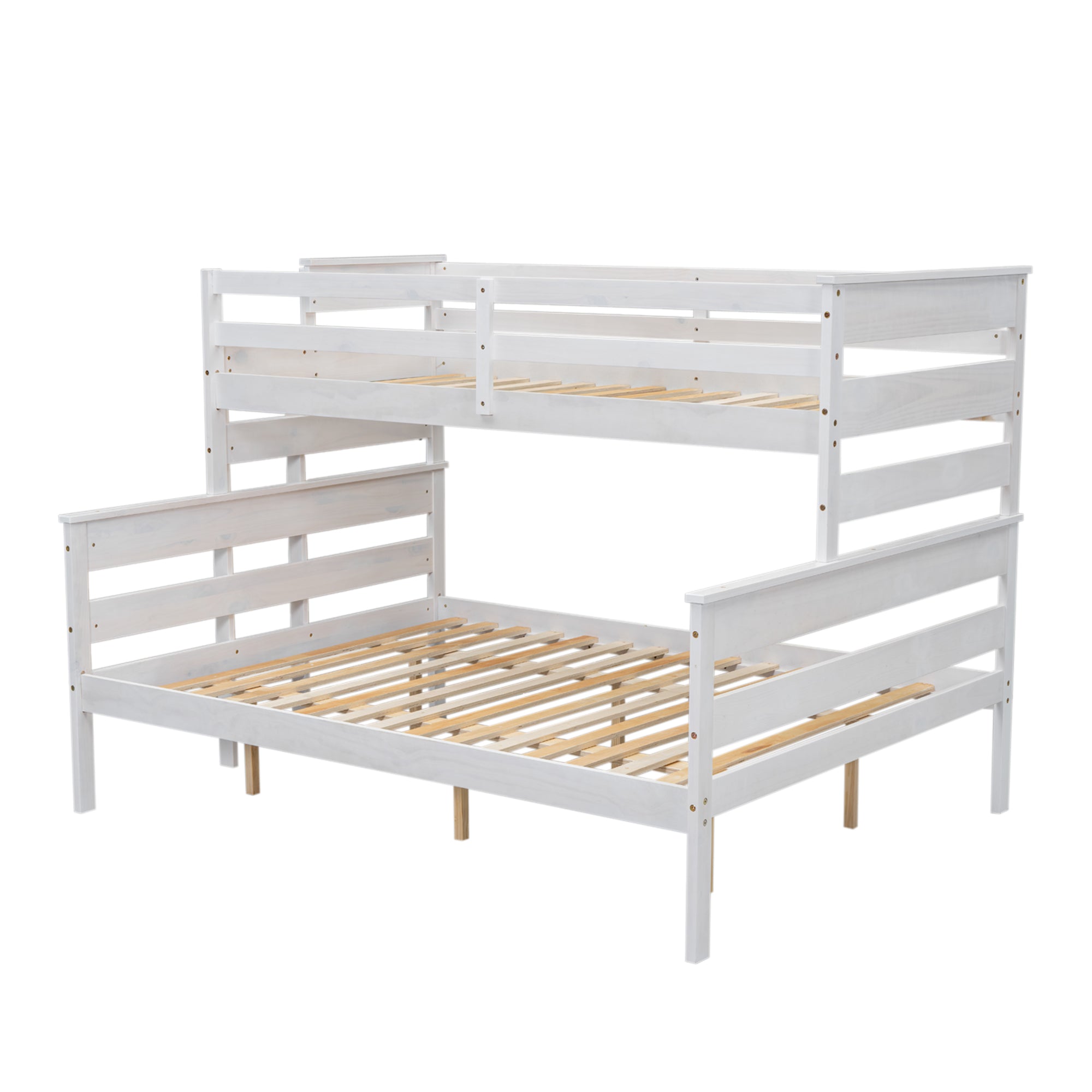 Wood Twin XL over Queen Bunk Bed with Ladder, White - Atlantic Fine Furniture Melbourne FL