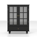 Minimalist Buffet Cabinet With Double Glass Doors And Drawer