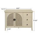Rattan 2 Door 3 Drawer Cabinet, Suitable For Bedroom - Natural