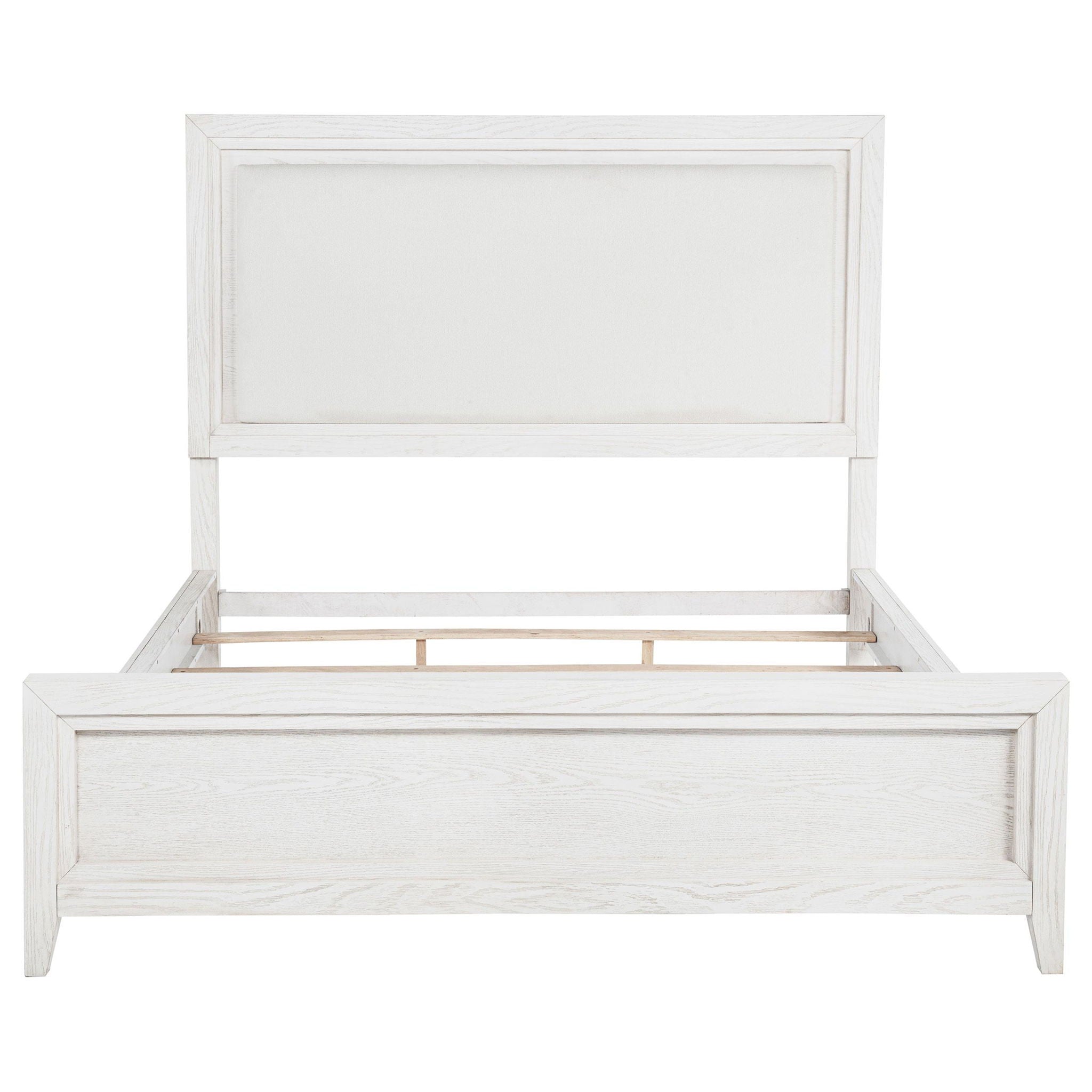 Marielle California King Panel Upholstered Bed Distressed White
