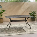 Celestine - Outdoor Cast Aluminum Dining Table With Floral Lattice Design And Umbrella Holder