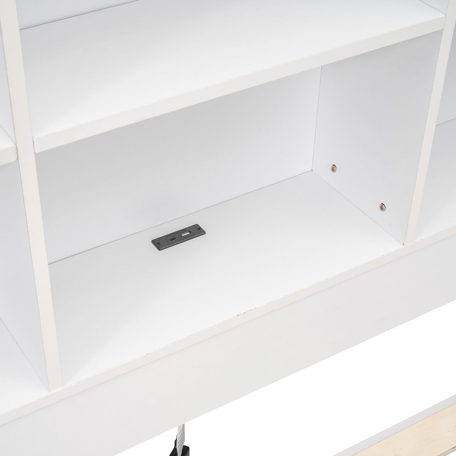 Full Size Platform Bed with Storage Headboard, Charging Station and 2 Drawers, White - Atlantic Fine Furniture Melbourne FL