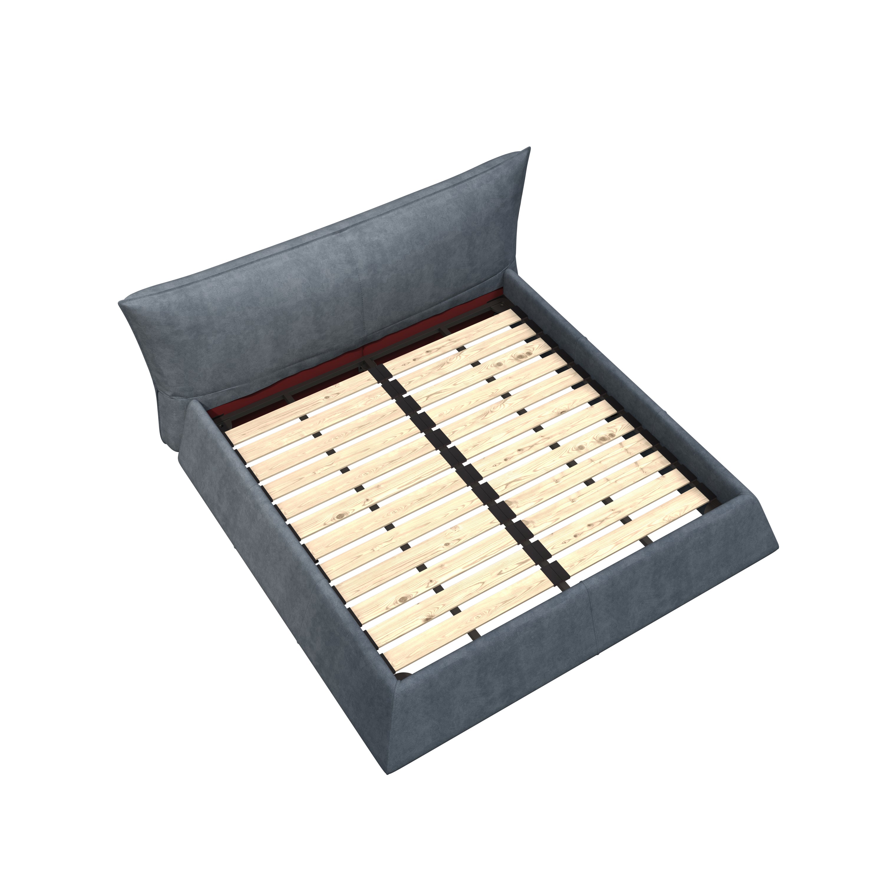 King Size Upholstered Platform Bed with Special Shaped Velvet Headboard, Metal & Solid Wood Frame,Grey