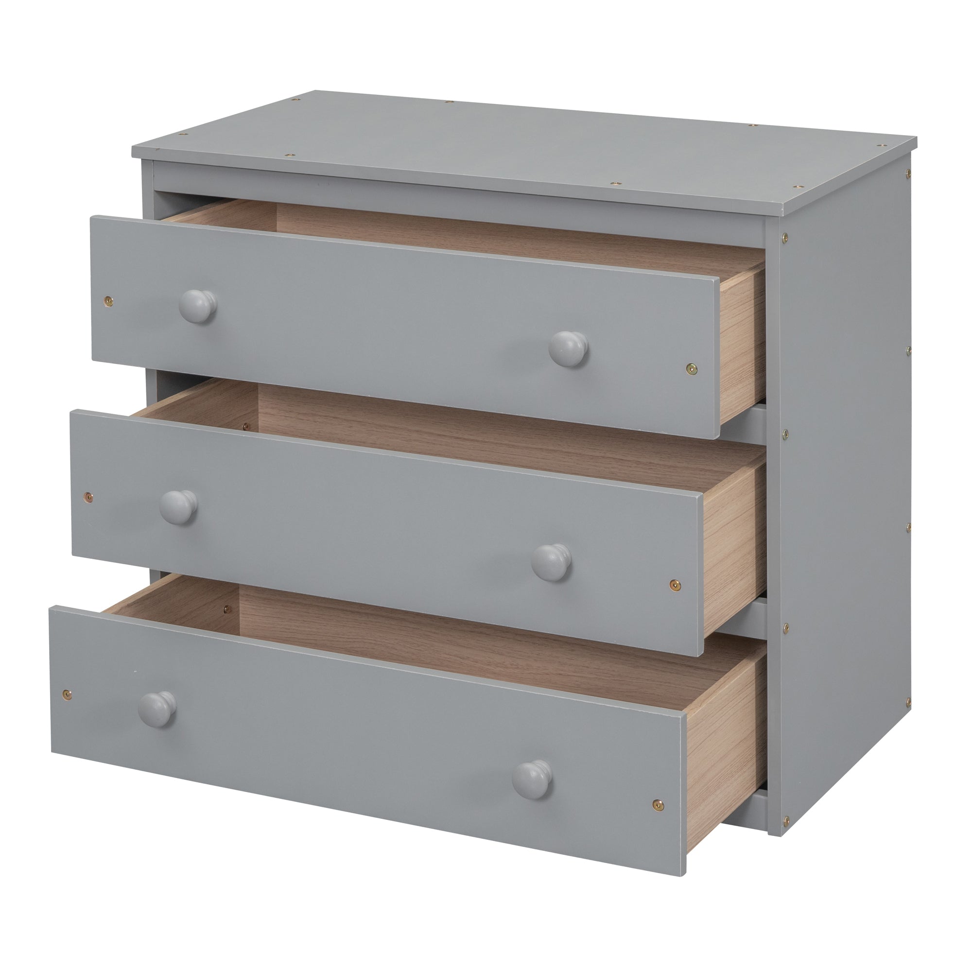 Twin Size Loft Bed with Retractable Writing Desk and 3 Drawers, Wooden Loft Bed with Storage Stairs and Shelves, Gray - Atlantic Fine Furniture Melbourne FL