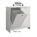 Tilted Laundry Hamper With Removable Basket, Hidden Laundry Hamper, Bathroom Storage Cabinet, Free Standing Organizer - White