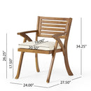 Outdoor 3 Pieces Dining Set With Cushions - Teak - Teak