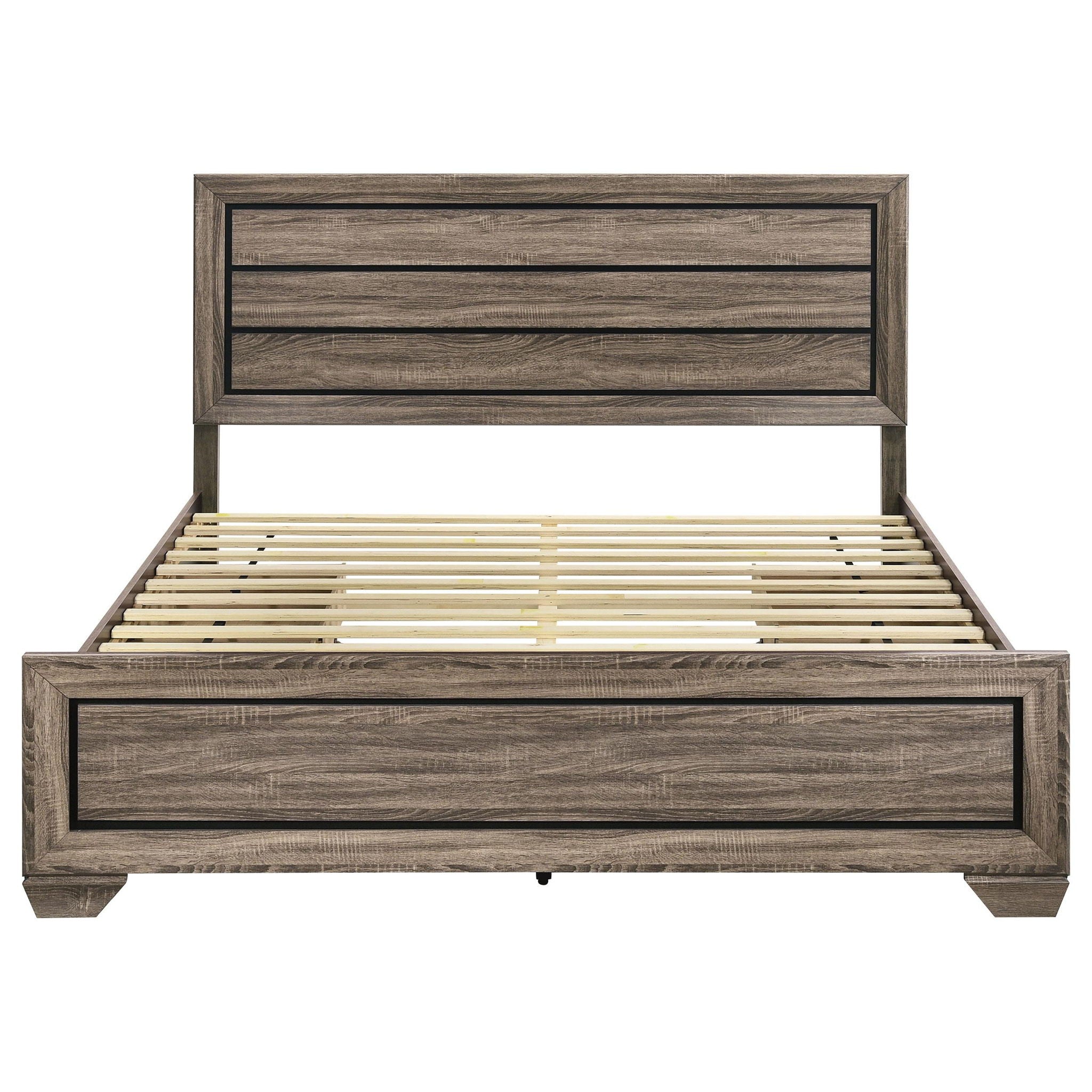Kauffman Wood Eastern King Storage Panel Bed Washed Taupe