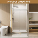 Aluminum Frame Double Double Soft Close Shower Door, Tempered Glass And Dual Stainless Steel Handles